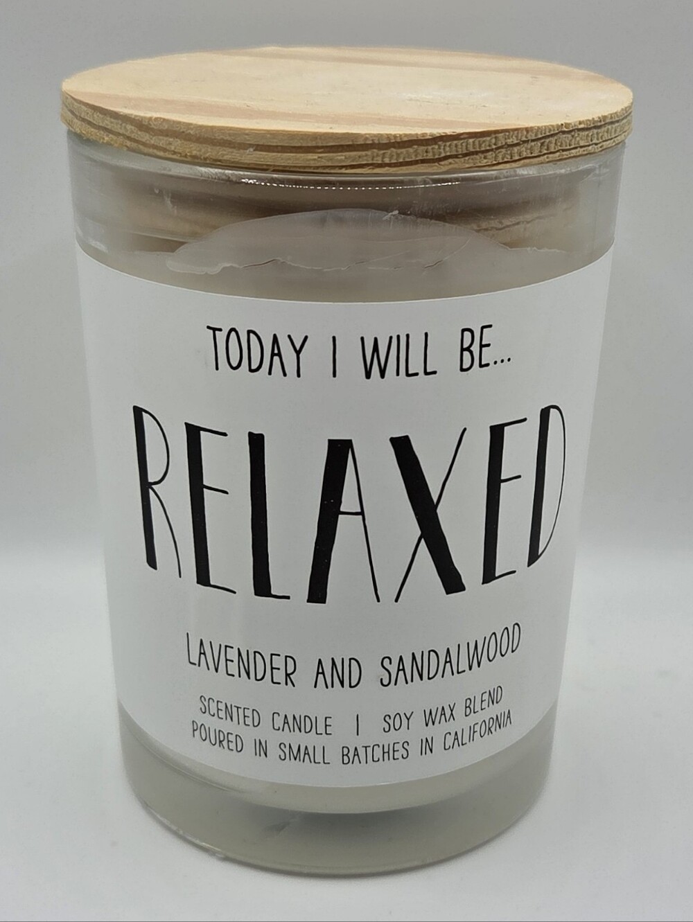 Leoben Co Relaxed Lavender Sandalwood Soy Wax Blend Candle Wood Lid 9oz